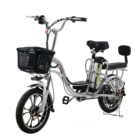 16 Inch Adult Electric Bicycle 2 Wheels Electric Bicycles 15AH 48V 250W Brushless Motor Electric City Bike With Front Basket